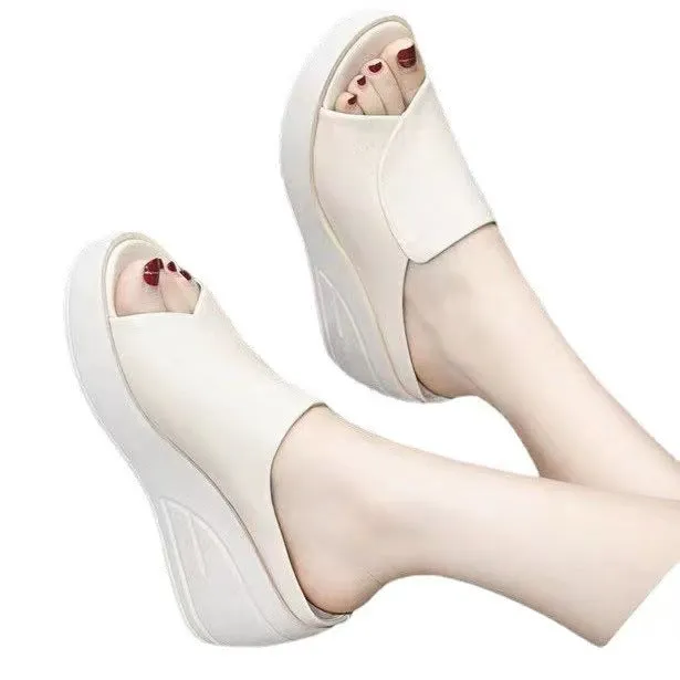 2024 Summer waterproof platform sponge cake and wedge sandals and slippers