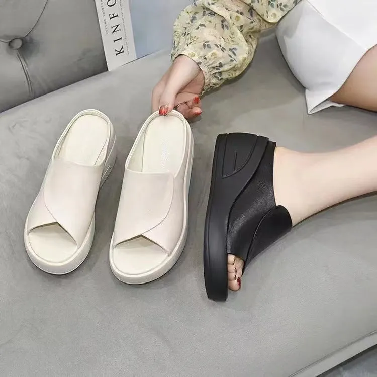 2024 Summer waterproof platform sponge cake and wedge sandals and slippers