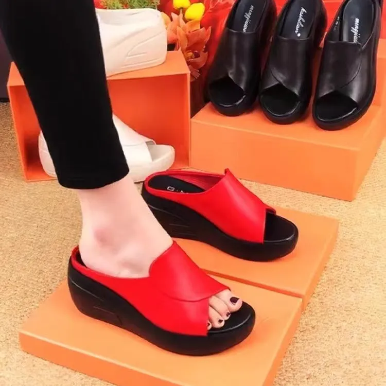2024 Summer waterproof platform sponge cake and wedge sandals and slippers