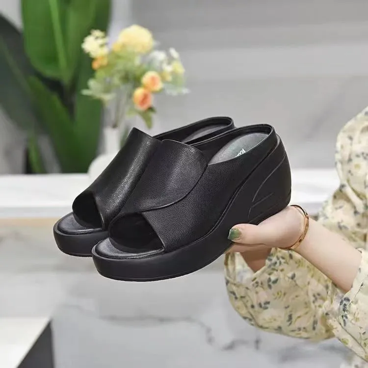2024 Summer waterproof platform sponge cake and wedge sandals and slippers