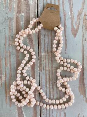 60" Bead Necklace || Frosted Light Peach