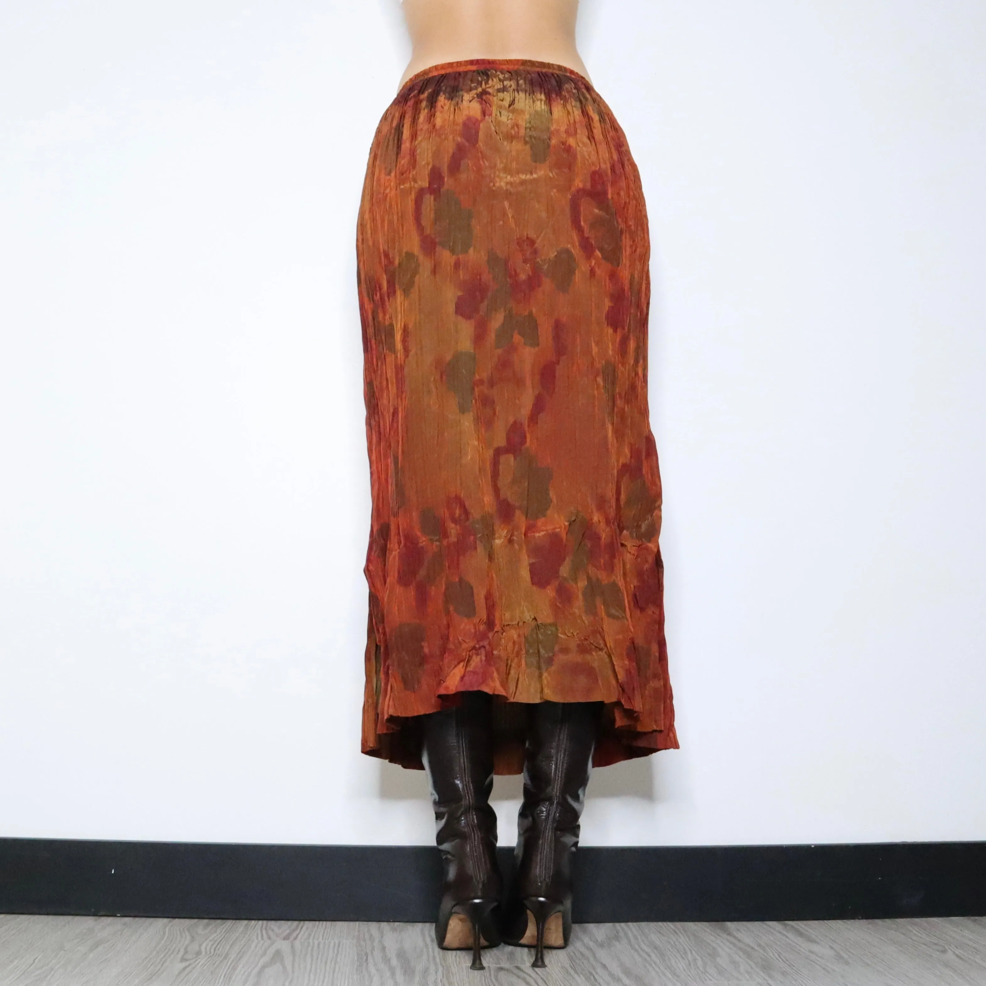 90s Italian Plissé Watercolor Skirt (S)