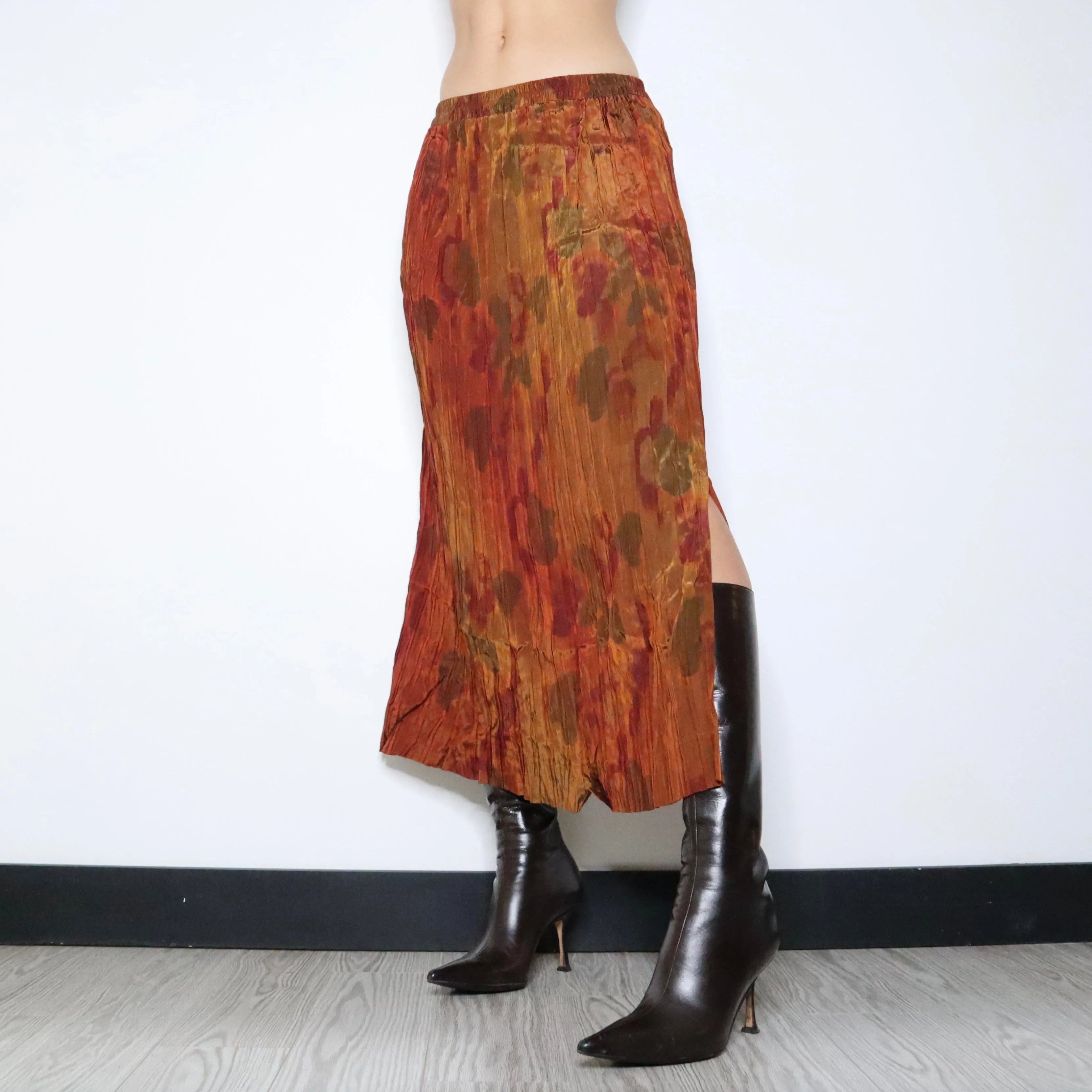 90s Italian Plissé Watercolor Skirt (S)