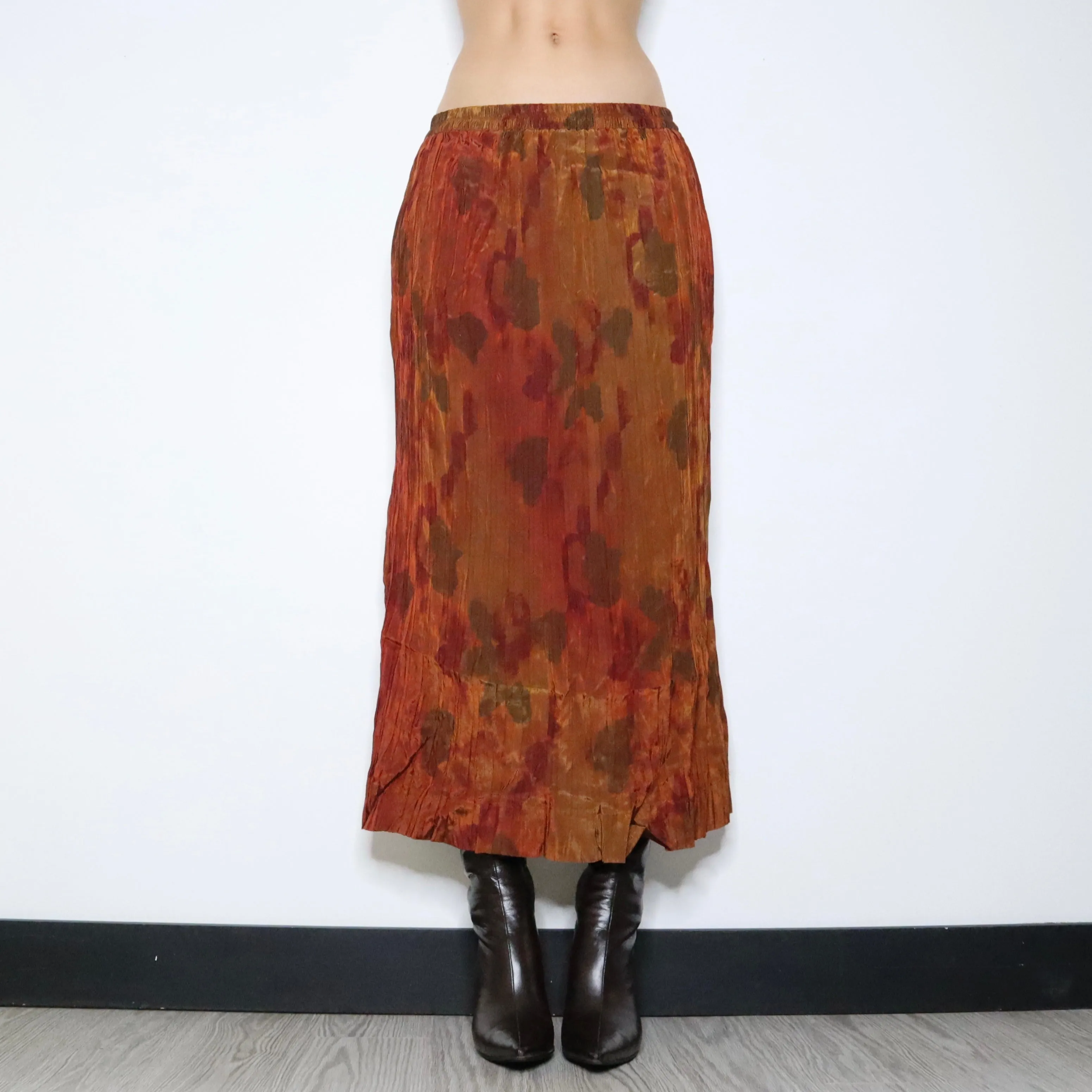 90s Italian Plissé Watercolor Skirt (S)