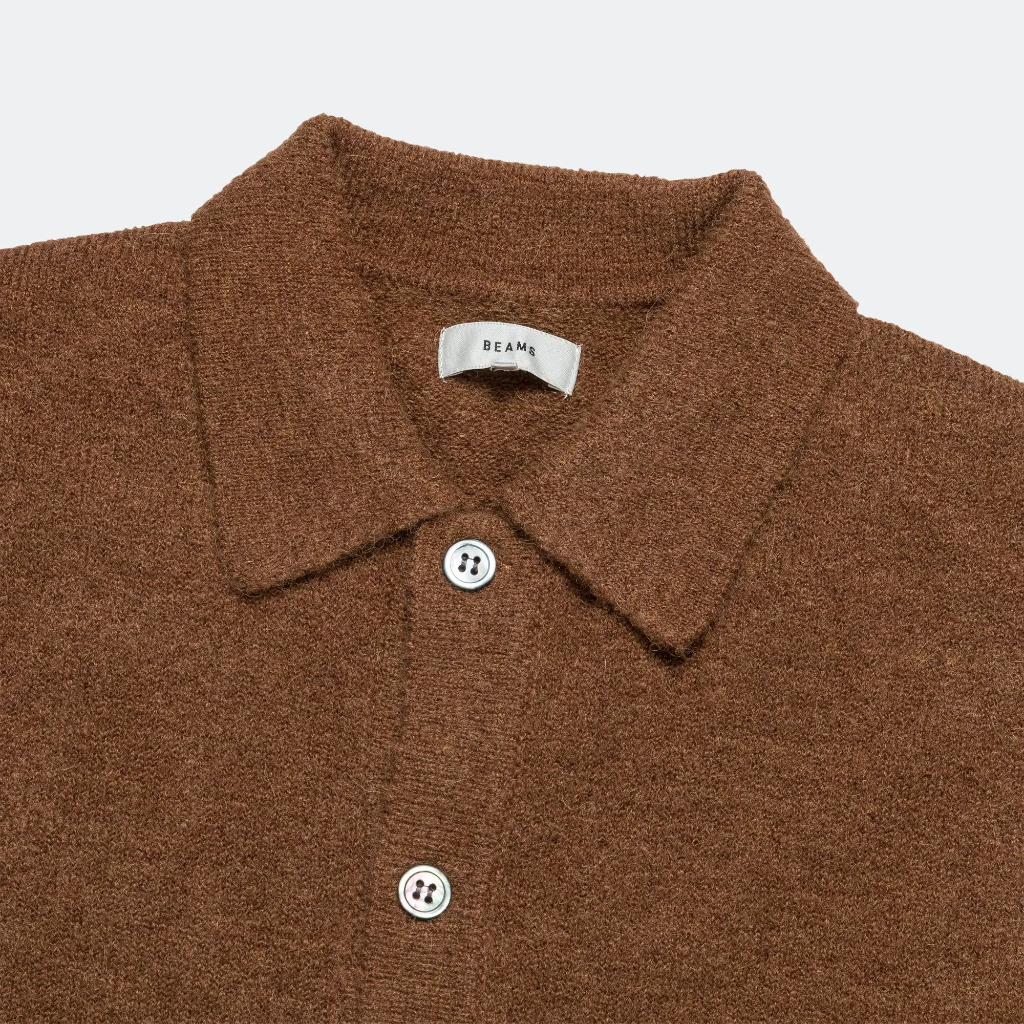 Alpaca Mix Polo Cardigan - Light Brown