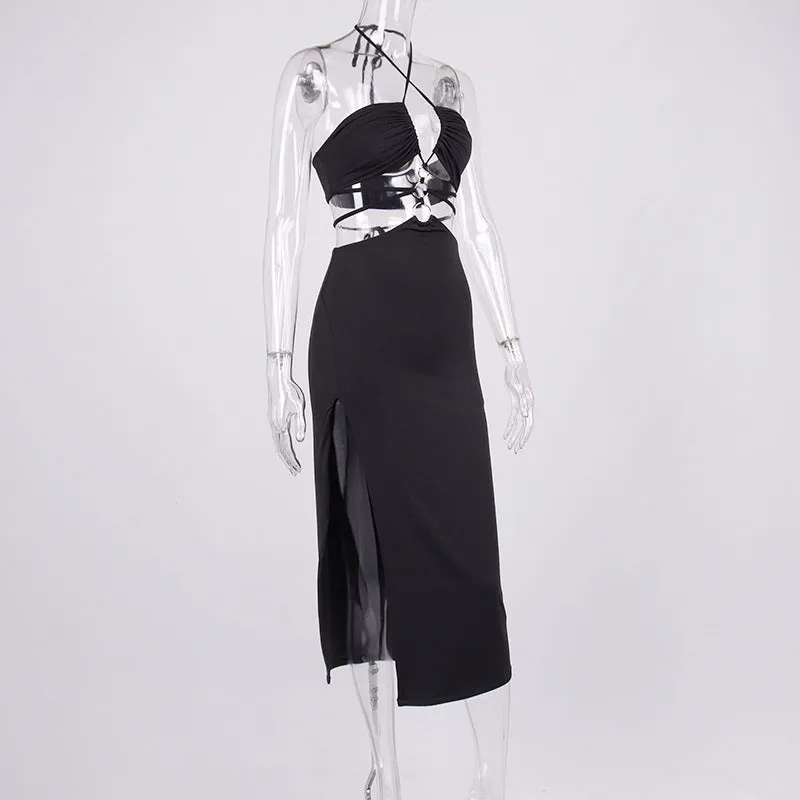 Amozae-Christmas Outfits New Year's Eve Dress Night Out Club Dresses cute winter outfits Shirley Strappy Cut-Out Midi Dress