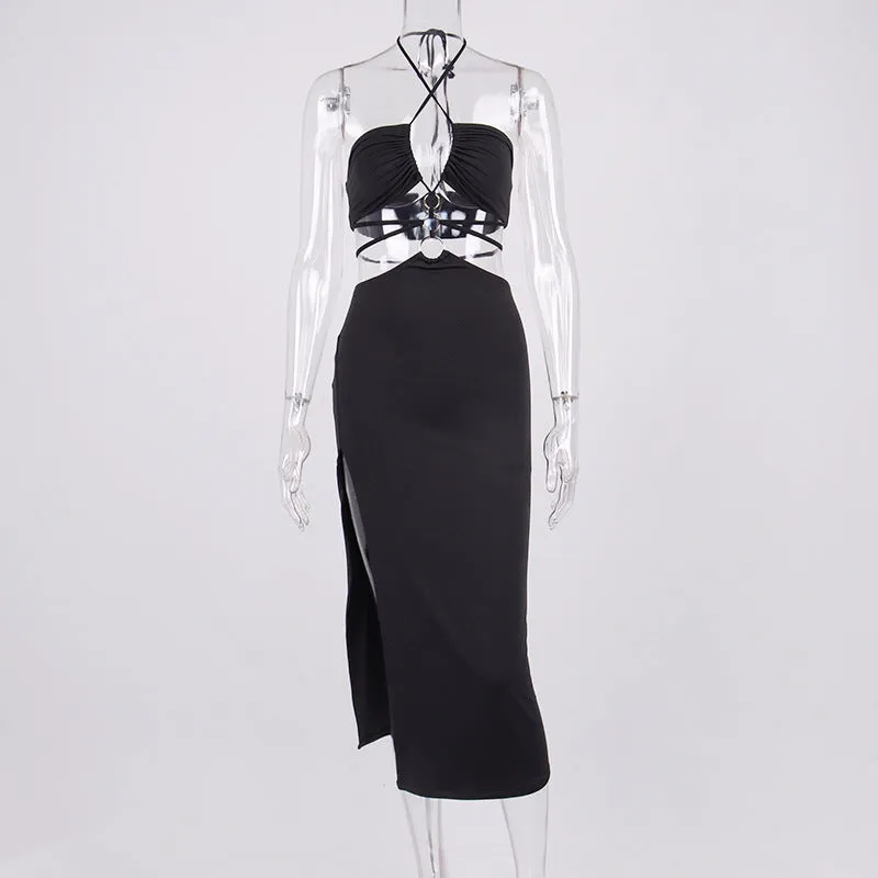 Amozae-Christmas Outfits New Year's Eve Dress Night Out Club Dresses cute winter outfits Shirley Strappy Cut-Out Midi Dress