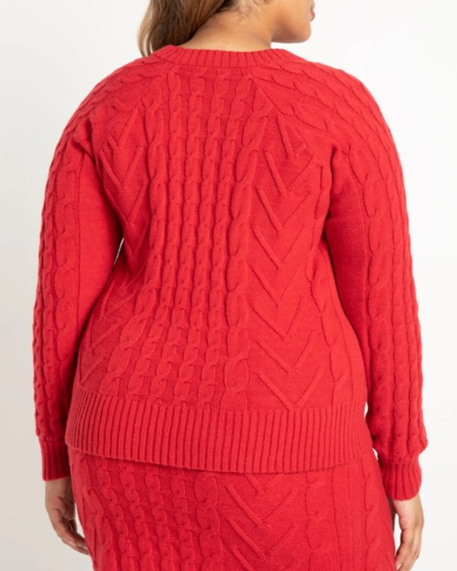 Aurelia Cable Detail Sweater | Tango Red