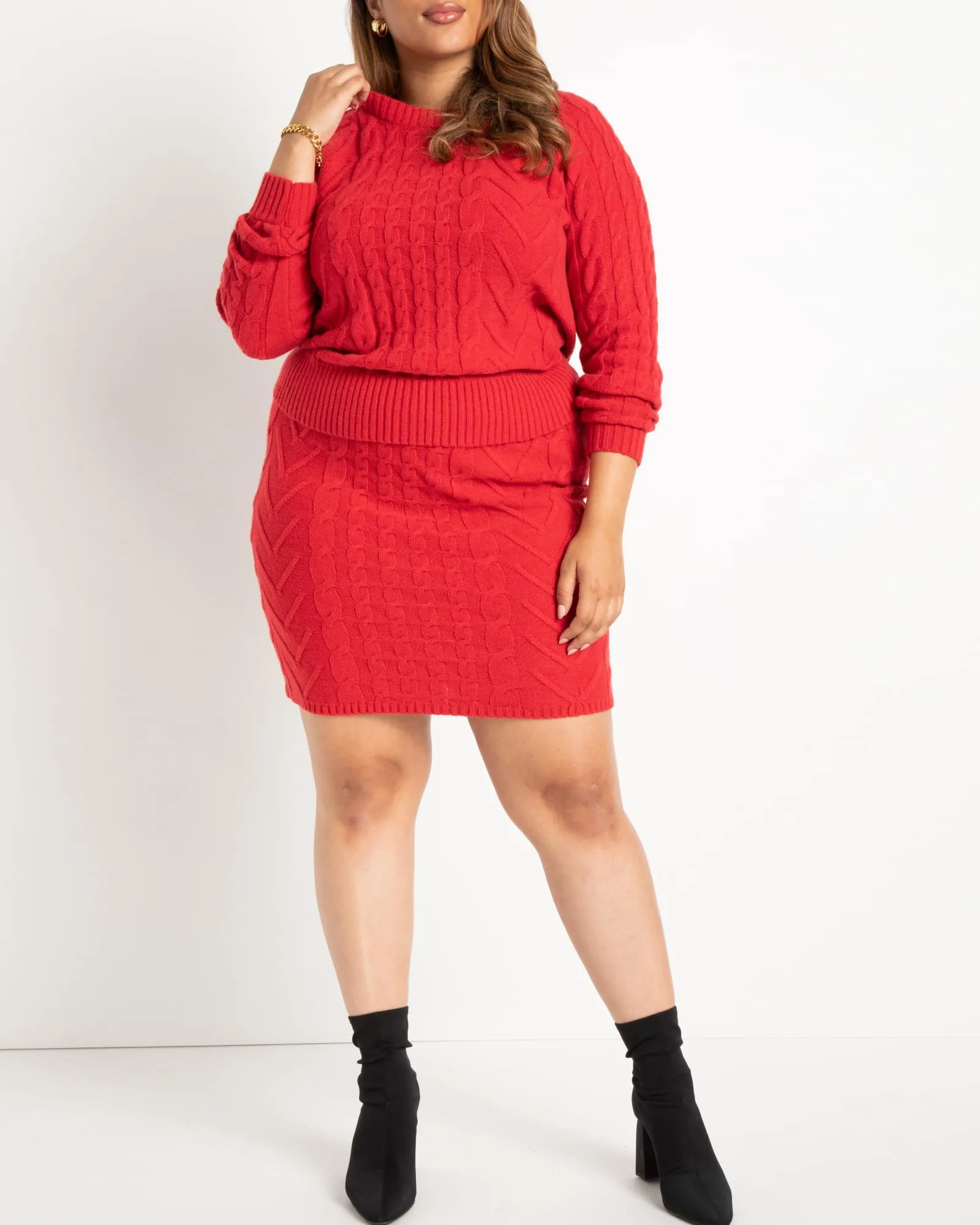 Aurelia Cable Detail Sweater | Tango Red