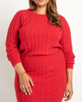 Aurelia Cable Detail Sweater | Tango Red