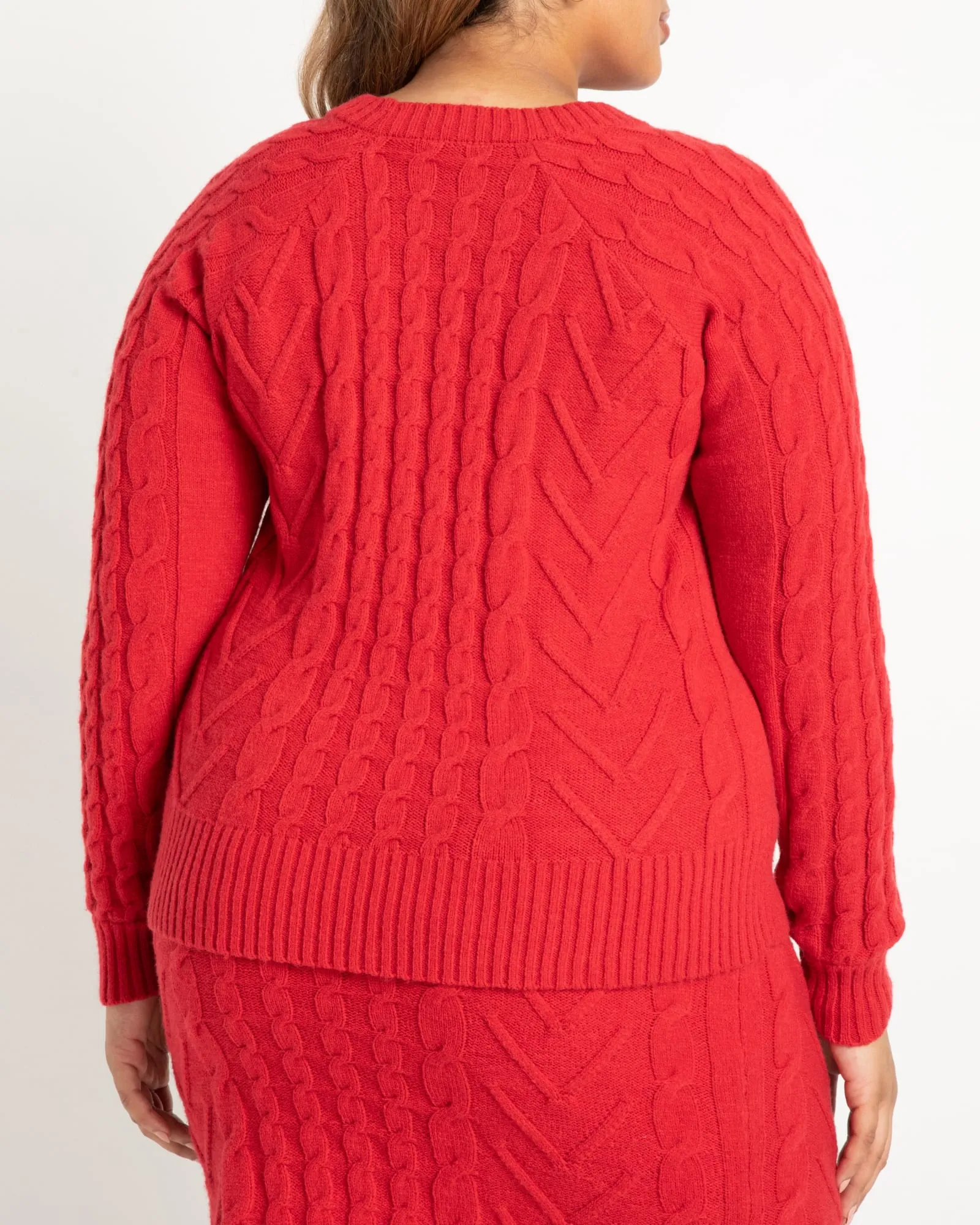 Aurelia Cable Detail Sweater | Tango Red
