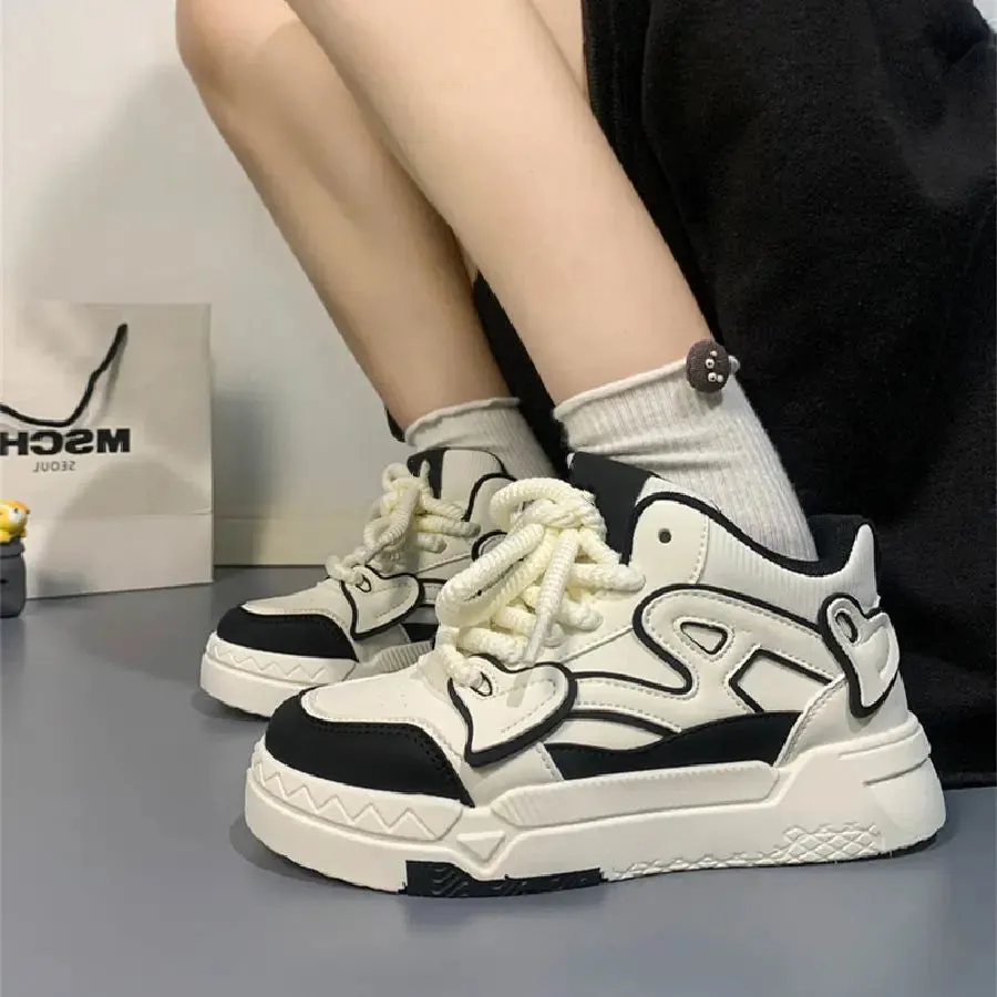binfenxie  -  Autumn Designer Women Breathable Heart Sneakers Cute Shoes Thick Heel Sneakers Casual Running Platform Y2K Lolita Bread Shoes