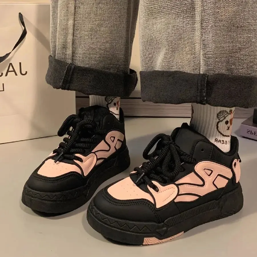 binfenxie  -  Autumn Designer Women Breathable Heart Sneakers Cute Shoes Thick Heel Sneakers Casual Running Platform Y2K Lolita Bread Shoes