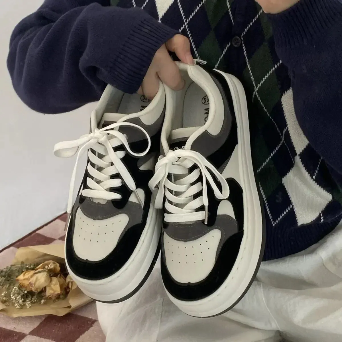 binfenxie  -  Platform Sneakers Women Sports Shoes Spring Tennis Female Korean Vulcanize Canvas Harajuku Casual Flats Footwear