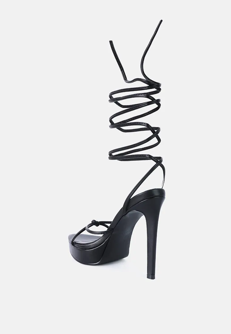 bondage high heel lace up heels