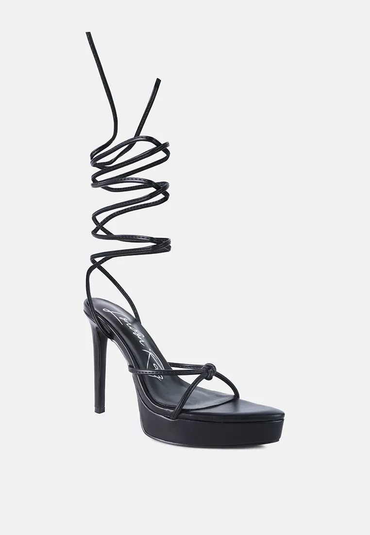 bondage high heel lace up heels