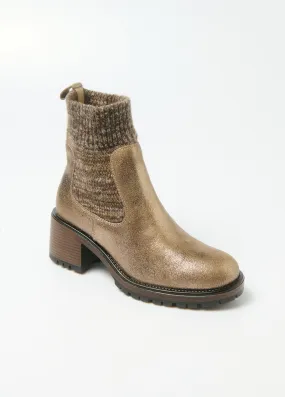 Boots métalisées à talon tige chaussette