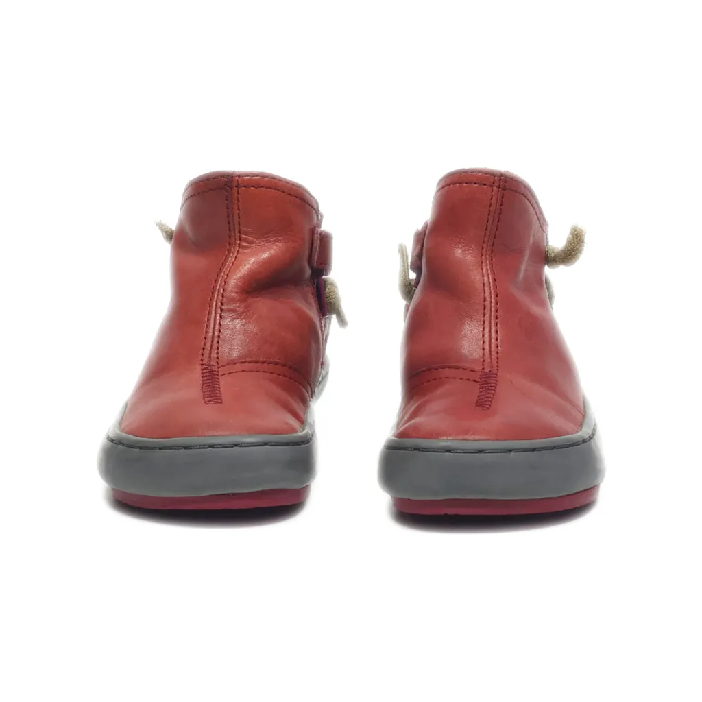 Camper Ankle Boots Leather Maroon Colour For Kids
