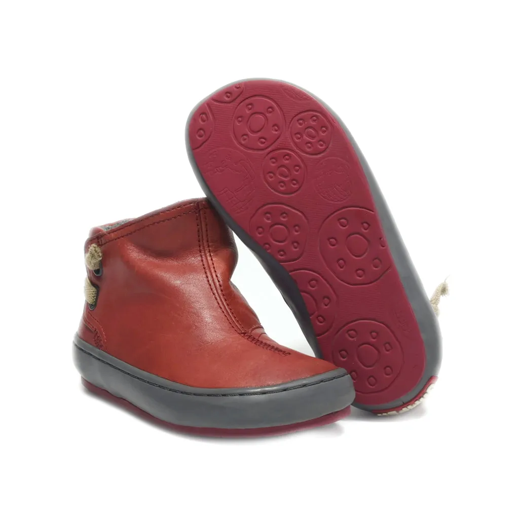 Camper Ankle Boots Leather Maroon Colour For Kids