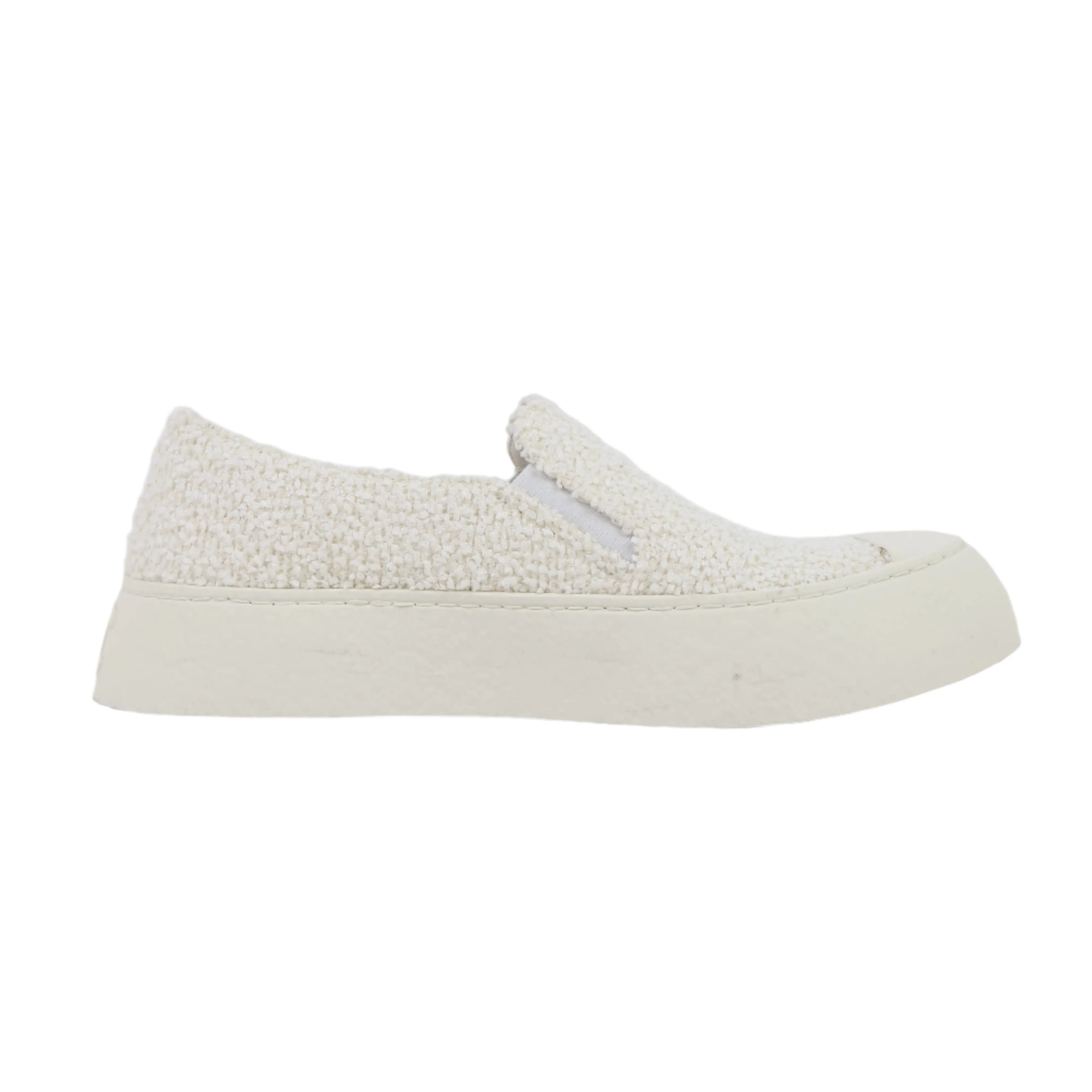 Chanel Sneakers Slip-On Tweed White 36