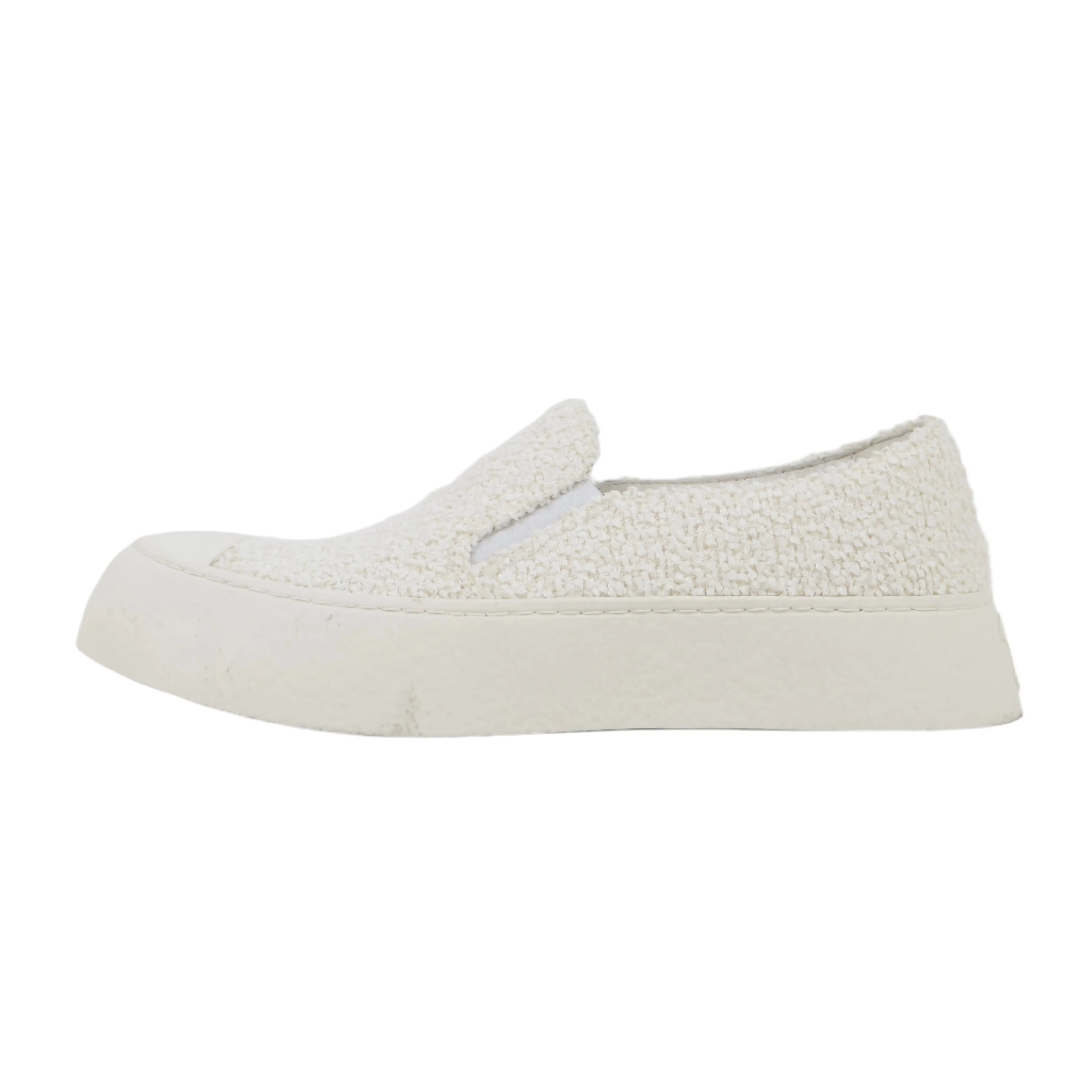 Chanel Sneakers Slip-On Tweed White 36