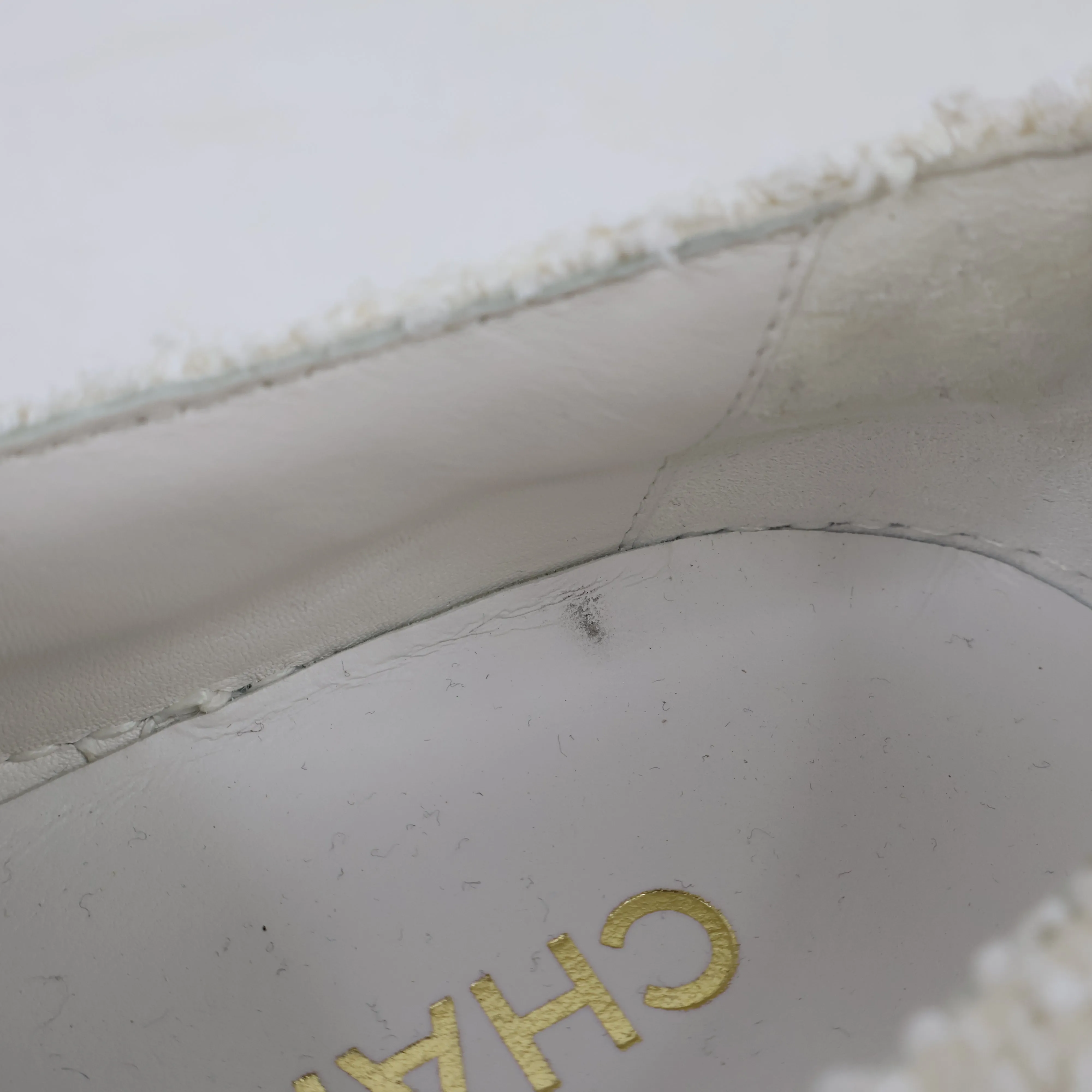 Chanel Sneakers Slip-On Tweed White 36