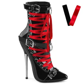DAGGER-1032 Devious Brass Heel Fetish Lace Up Boots