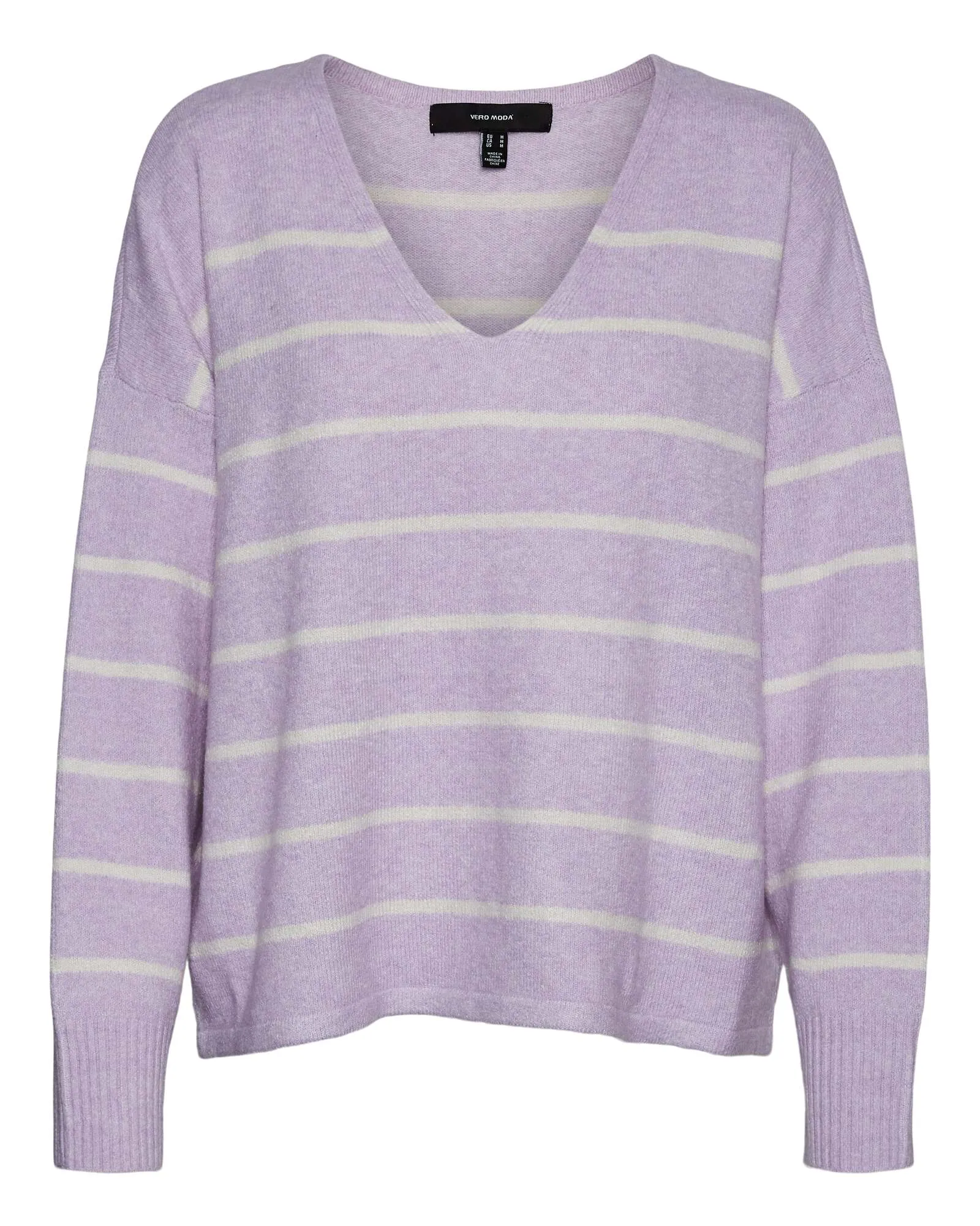 Dahlia Long Sleeve V-Neck Top | Lilac / White