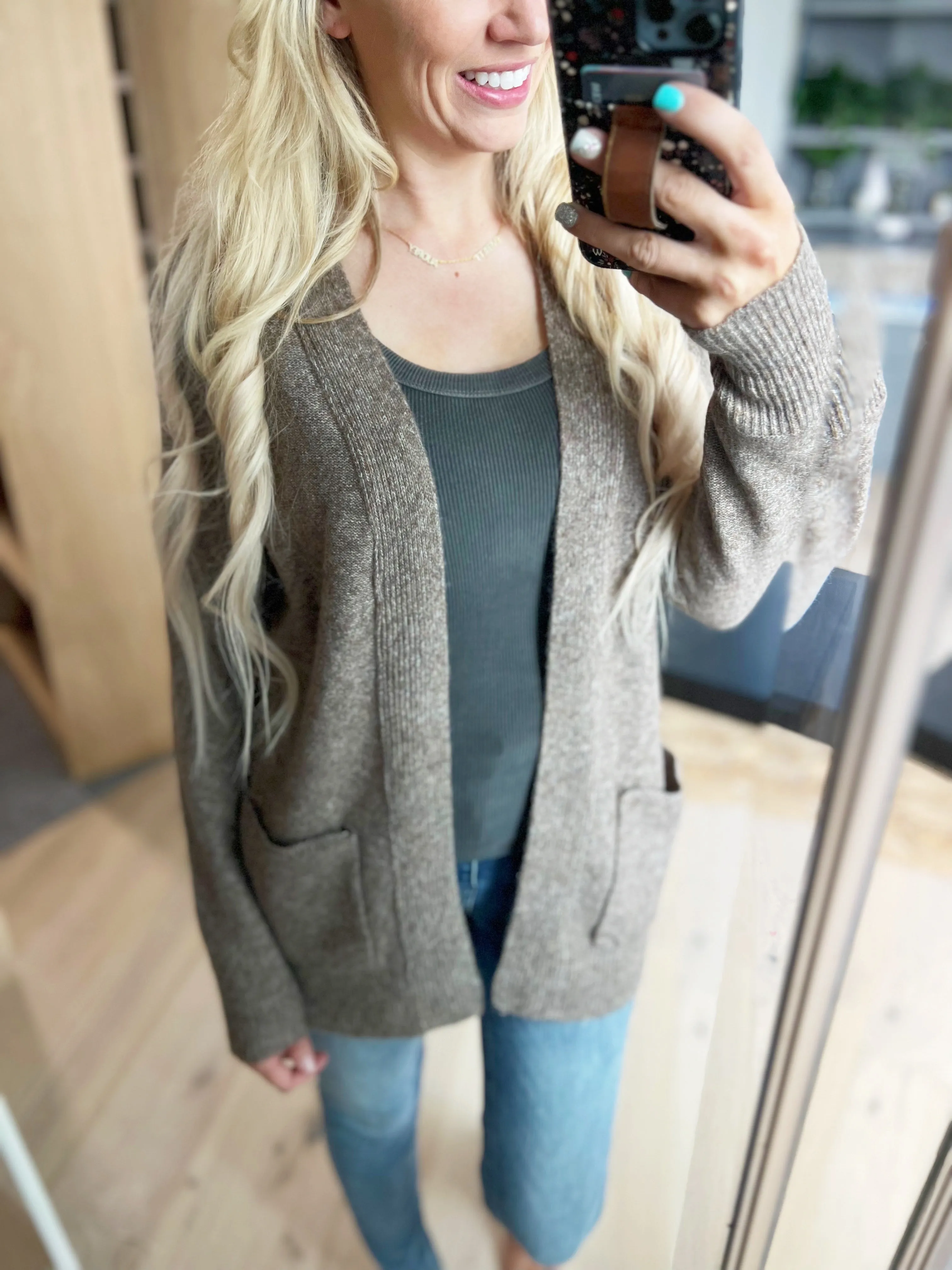 Don't Get Me Down Sweater Cardigan in Mocha (SALE)