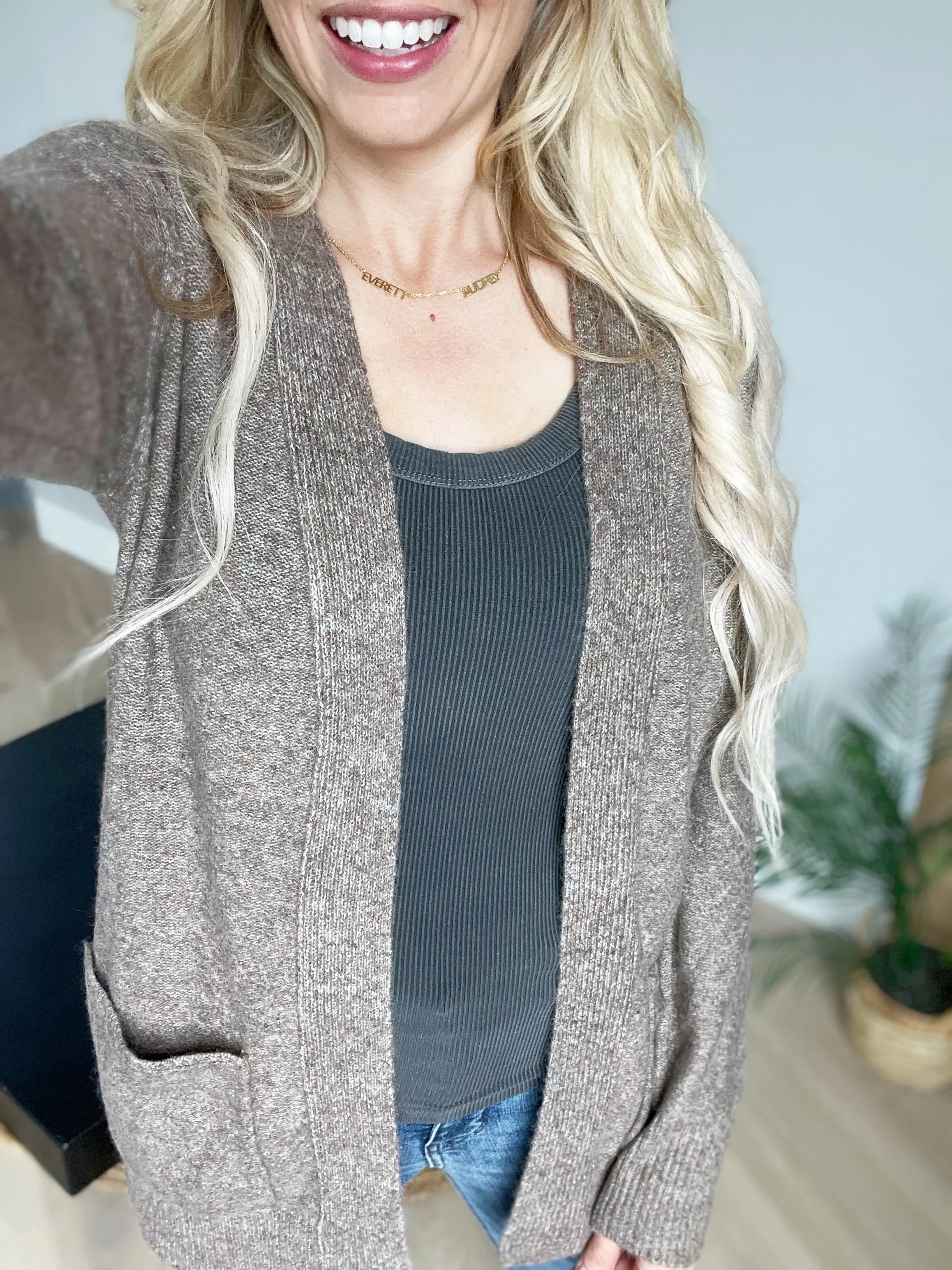 Don't Get Me Down Sweater Cardigan in Mocha (SALE)