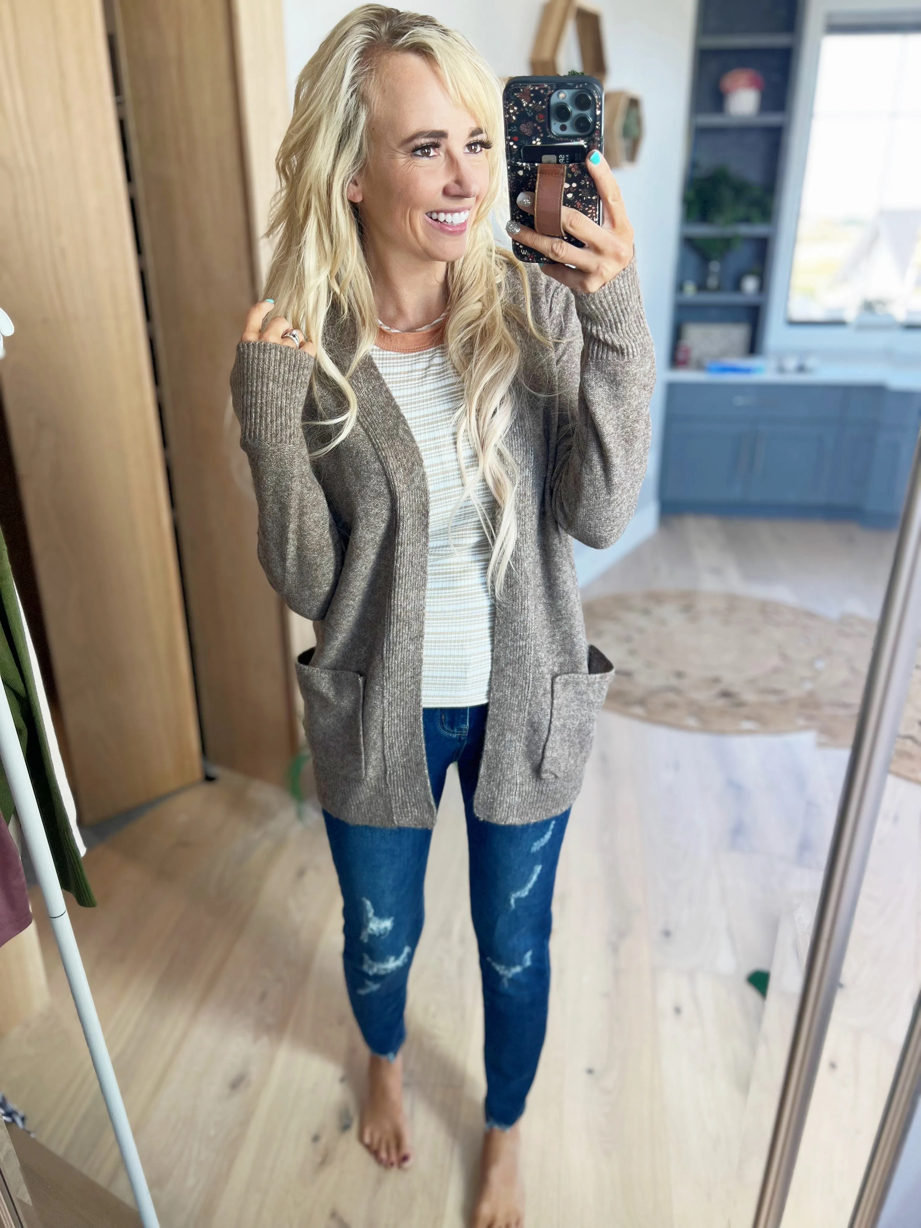 Don't Get Me Down Sweater Cardigan in Mocha (SALE)