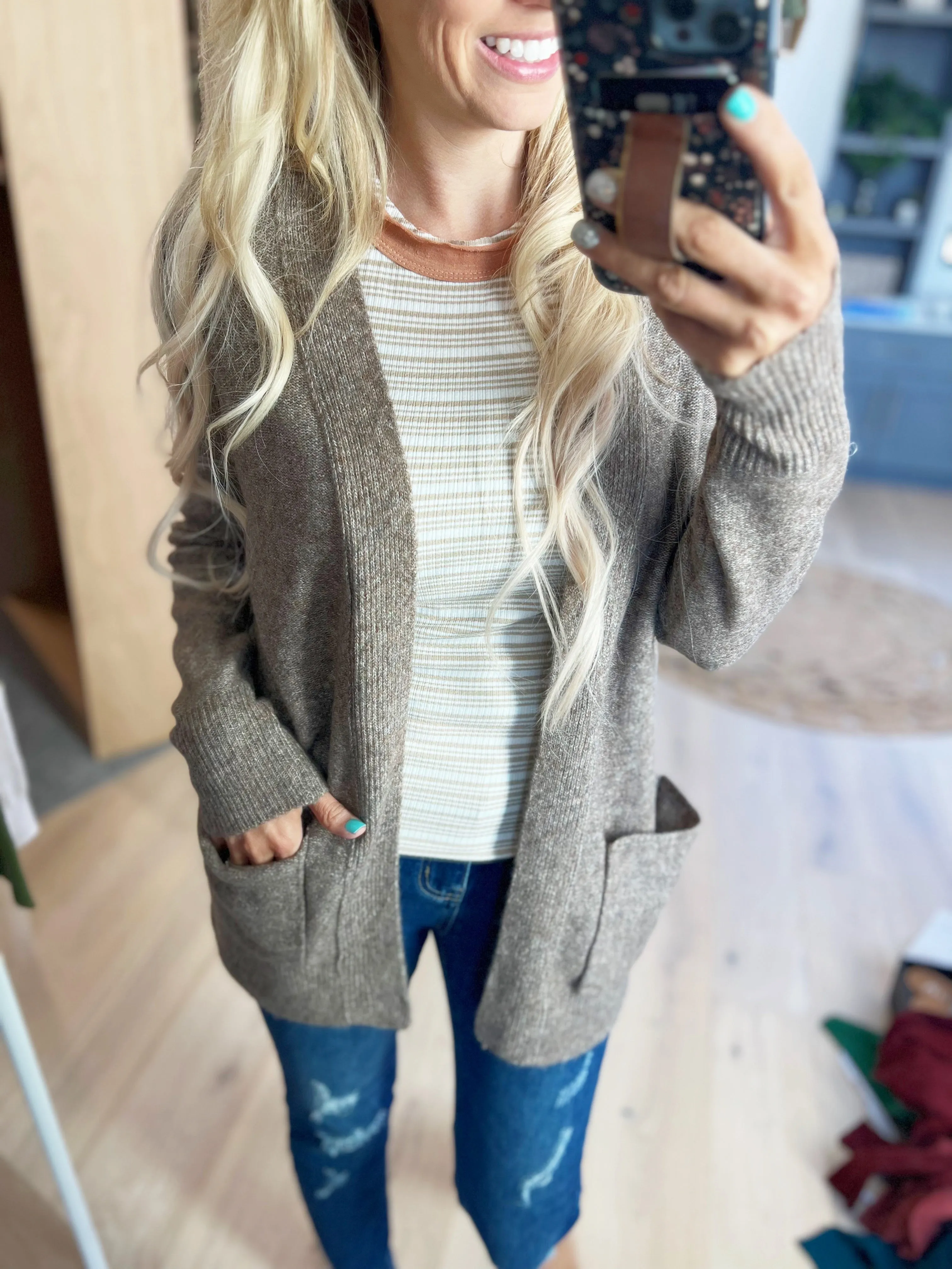 Don't Get Me Down Sweater Cardigan in Mocha (SALE)