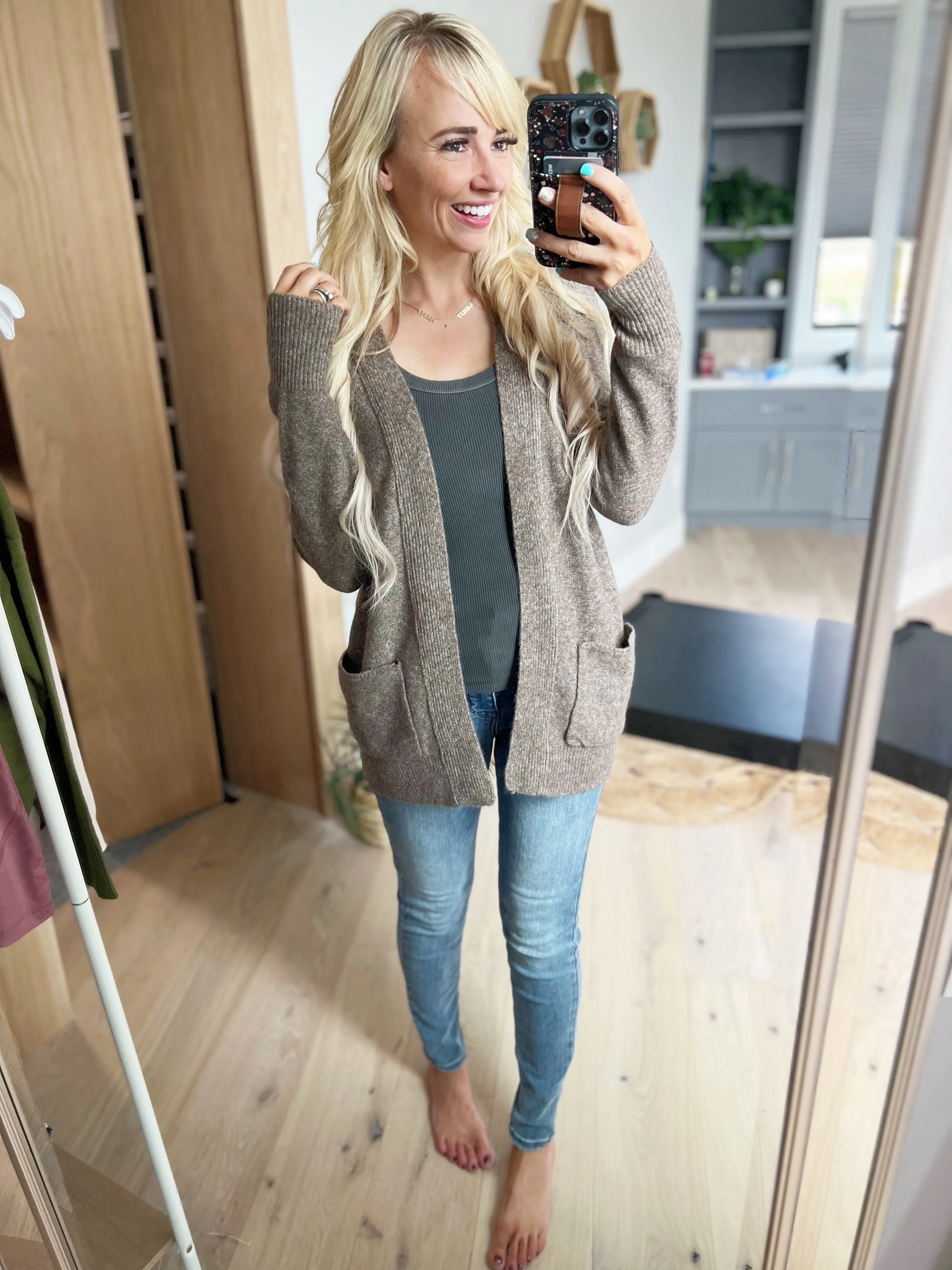 Don't Get Me Down Sweater Cardigan in Mocha (SALE)