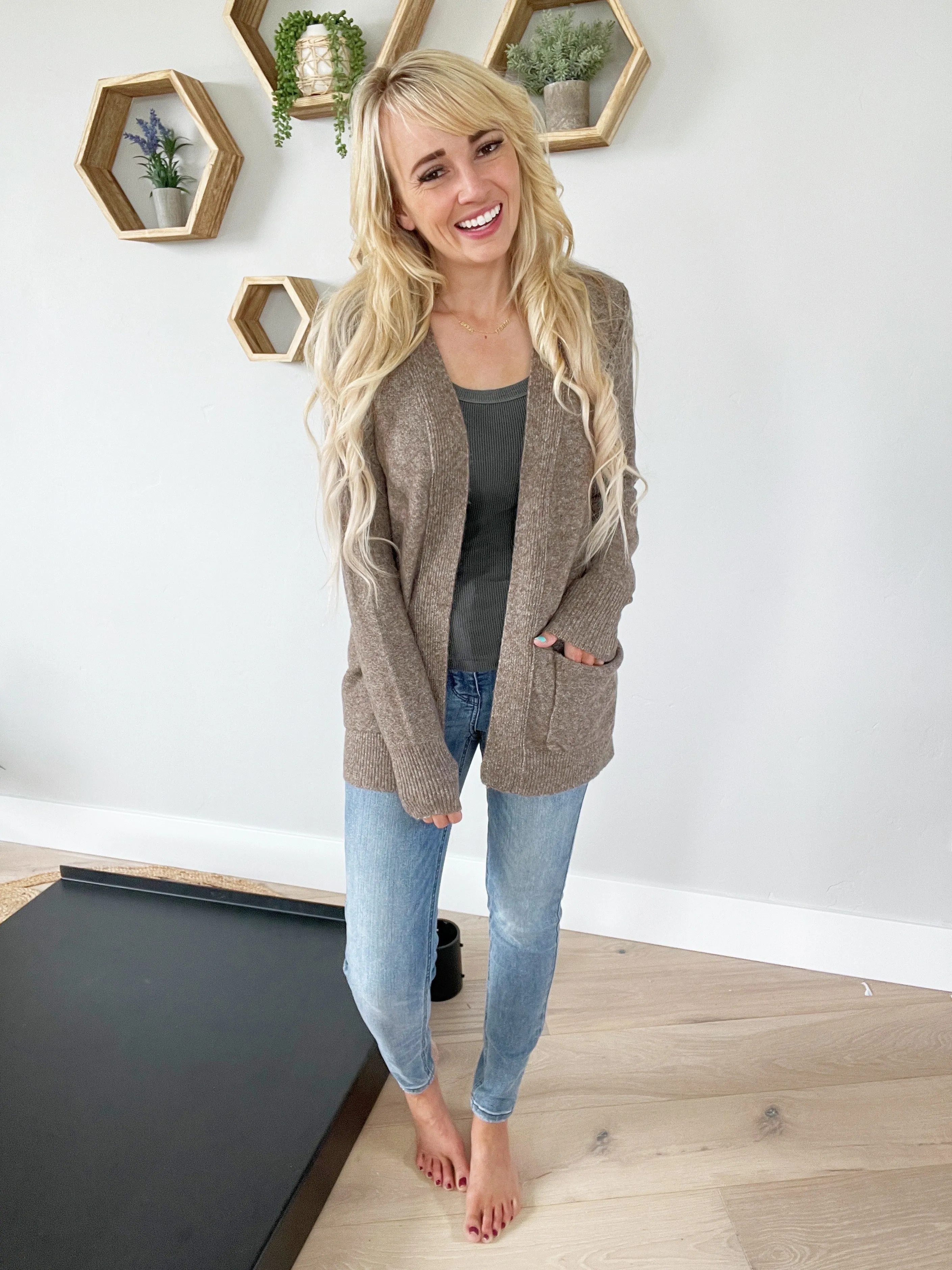 Don't Get Me Down Sweater Cardigan in Mocha (SALE)