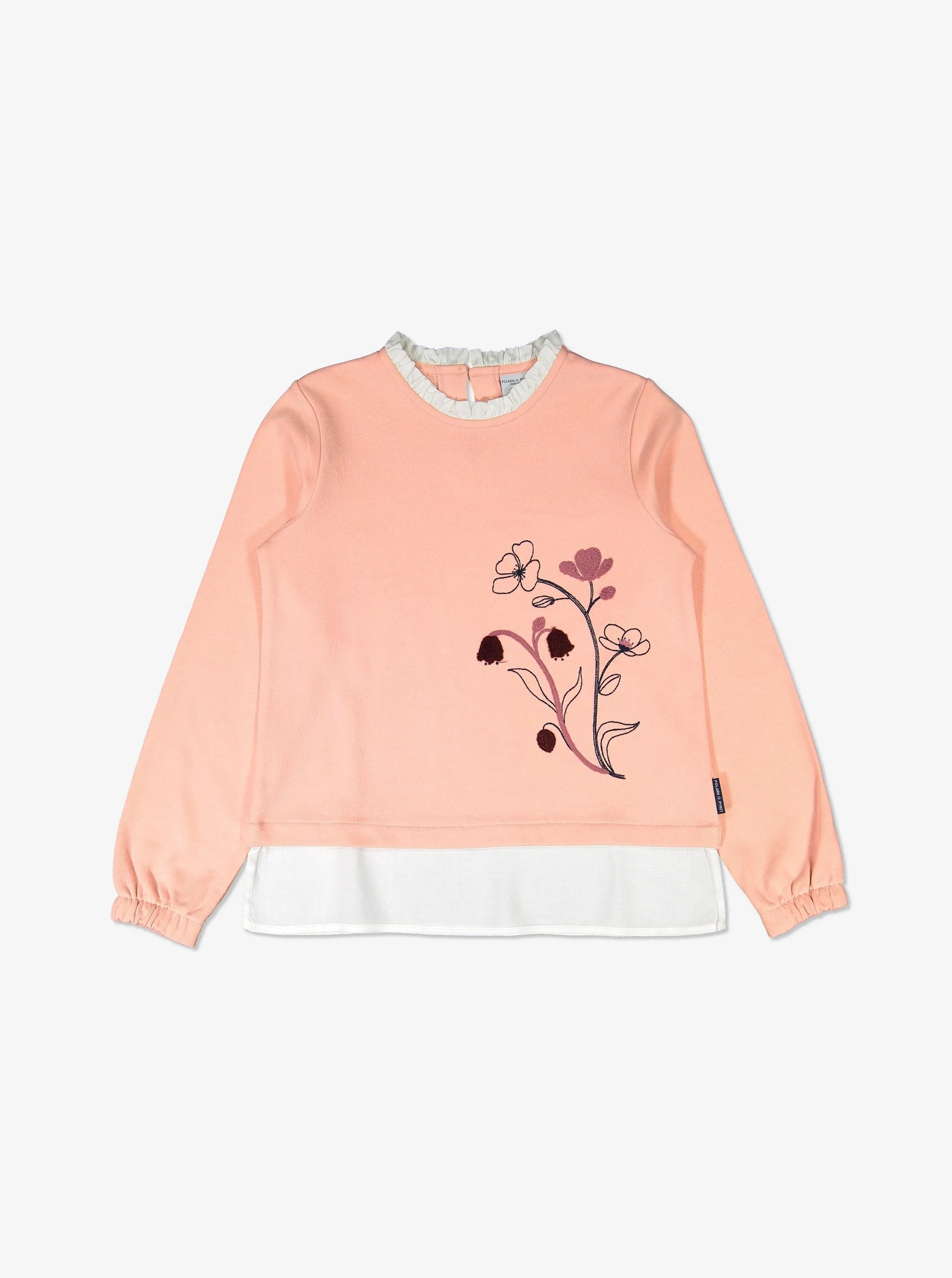 Embroidered Floral Kids Sweatshirt