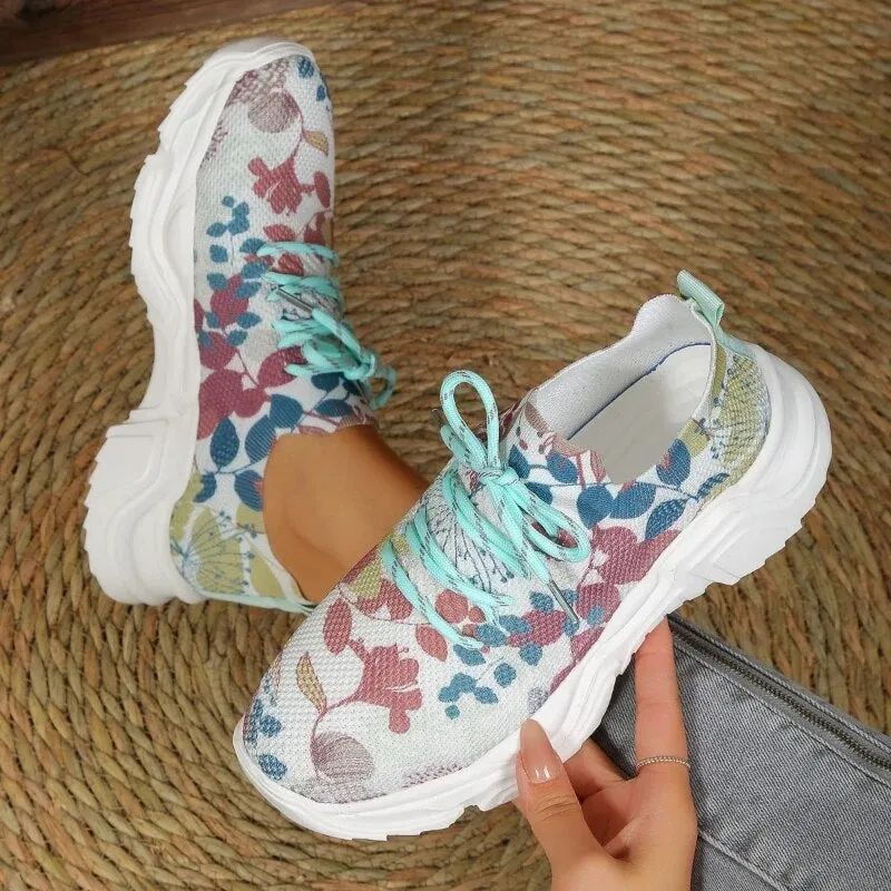 Floral Print Casual Sneakers