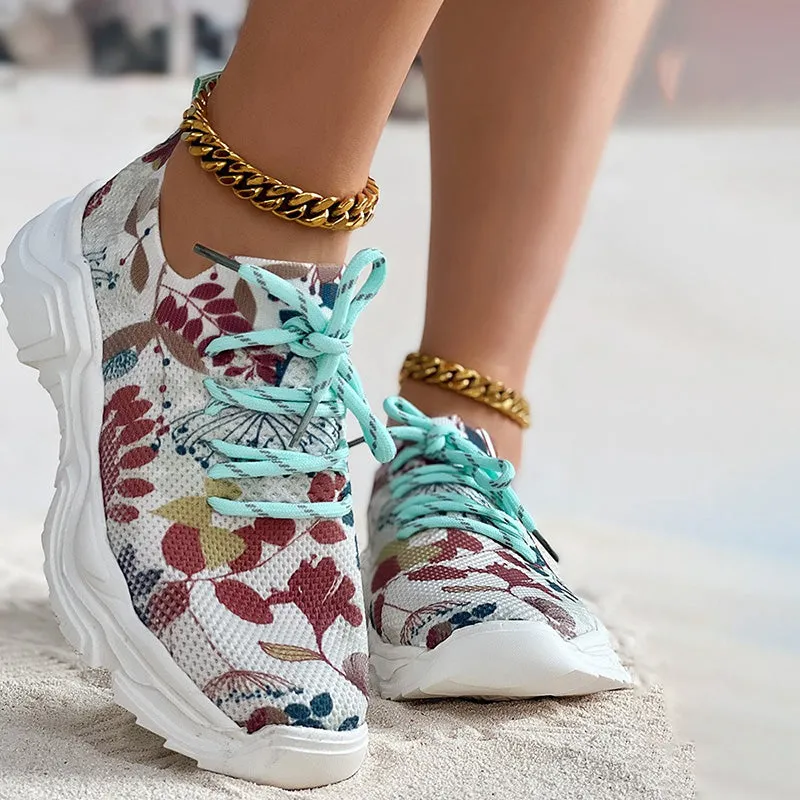 Floral Print Casual Sneakers