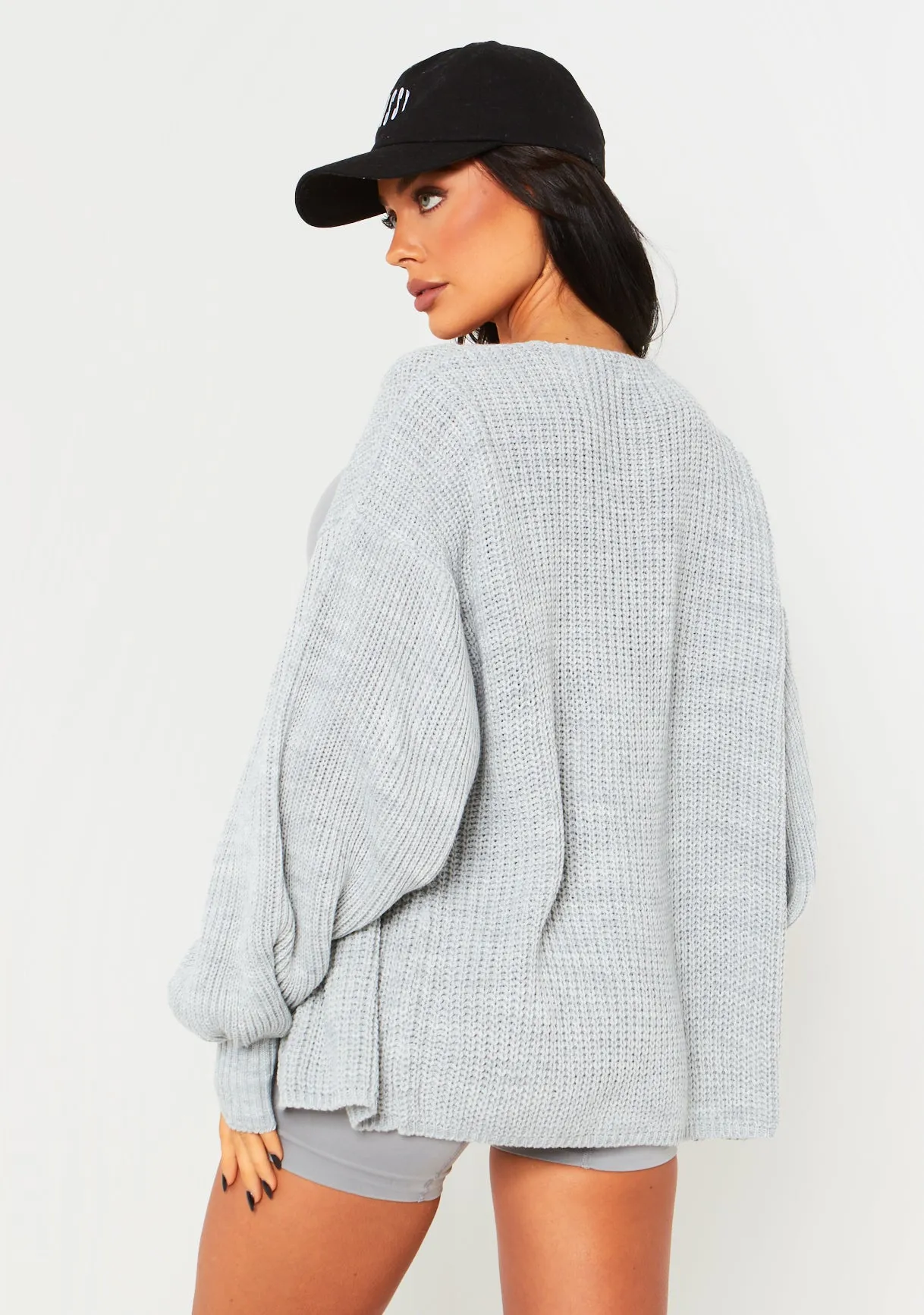 Jessica Grey Balloon Sleeve Cardigan