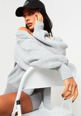 Jessica Grey Balloon Sleeve Cardigan