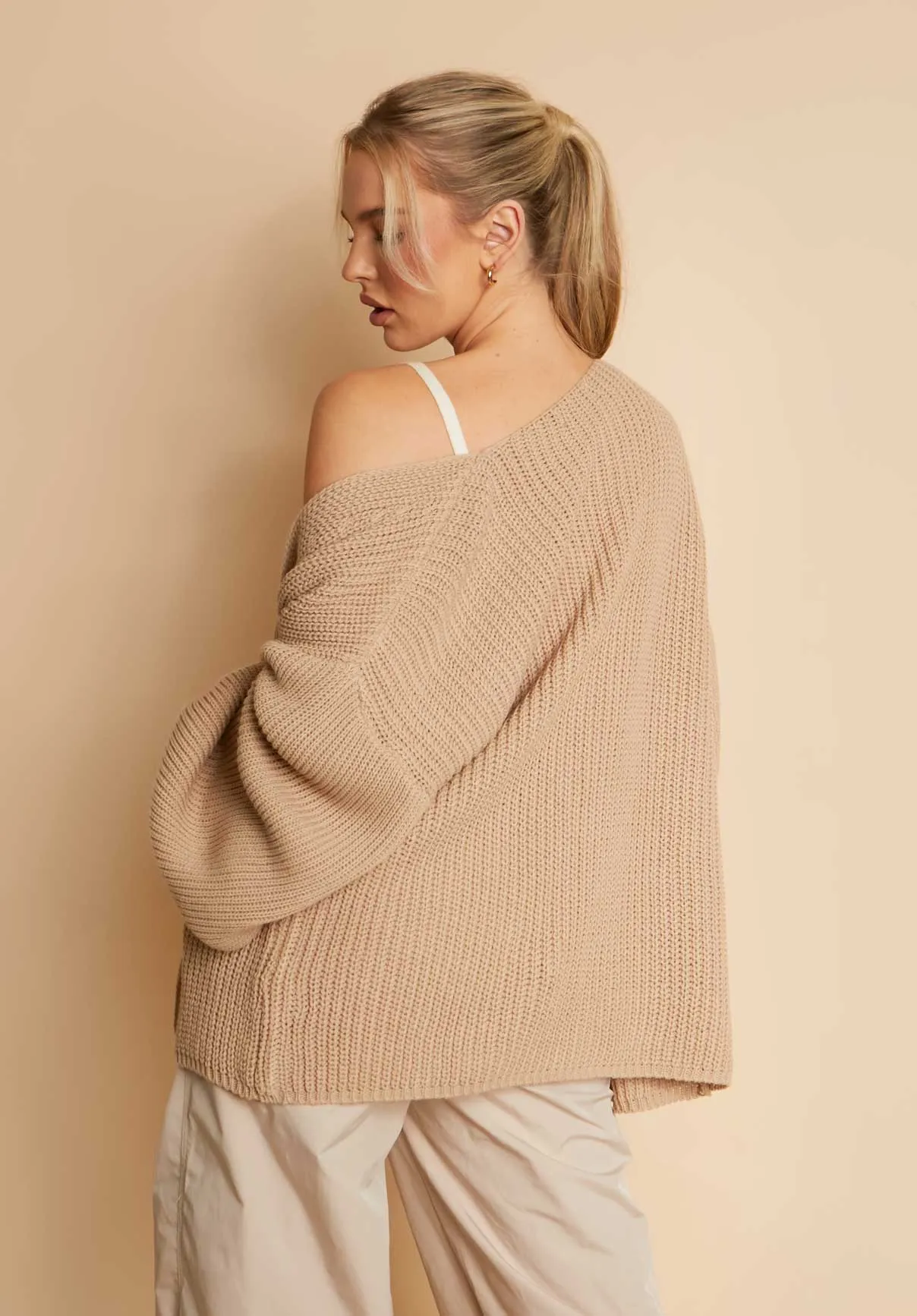 Jessica Mocha Balloon Sleeve Cardigan