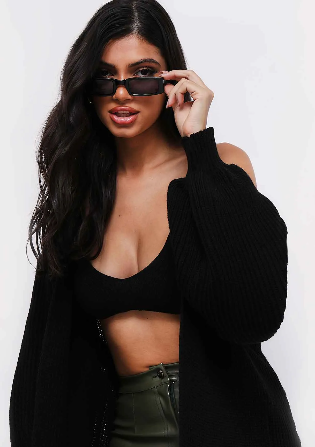 Jimena Black Balloon Sleeve Knitted Cardigan