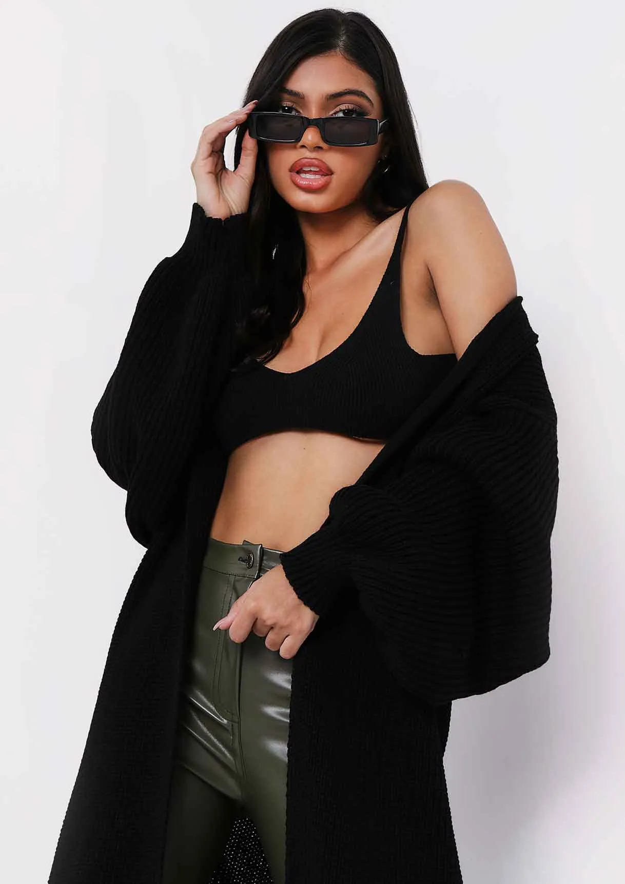 Jimena Black Balloon Sleeve Knitted Cardigan