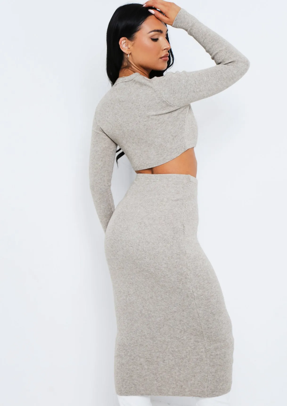 Larissa Oatmeal Knitted Button Up Cropped Cardigan