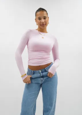 Long sleeve top long light pink