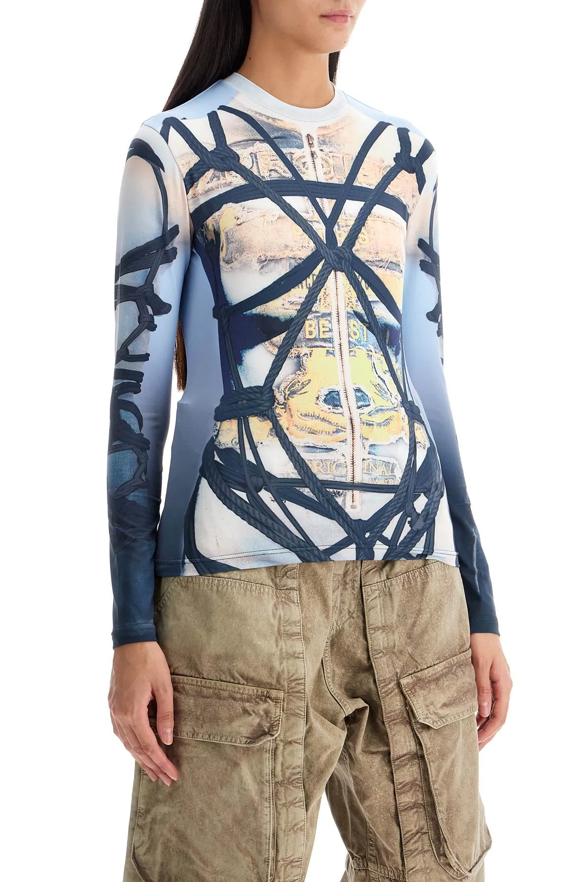 long-sleeved bondage print 104TO012 J104 BLUE/BLACK