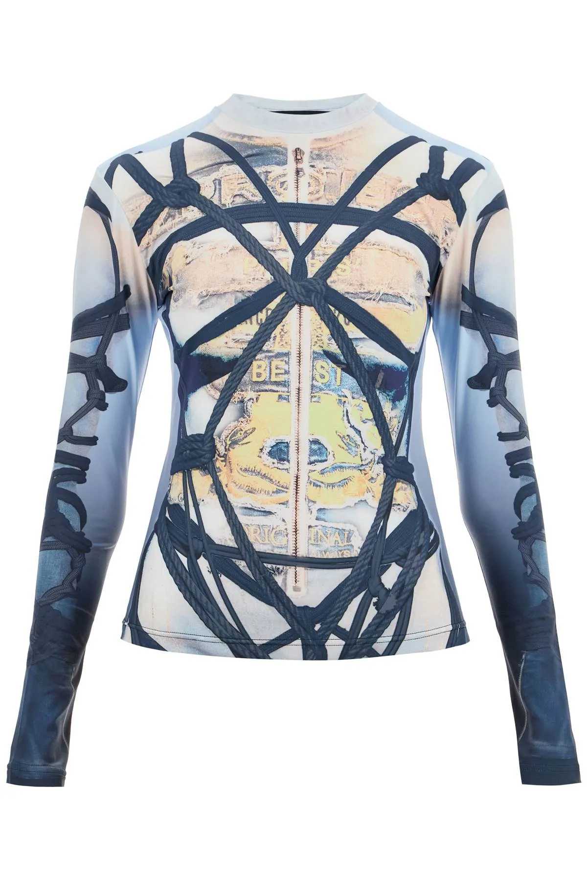 long-sleeved bondage print 104TO012 J104 BLUE/BLACK
