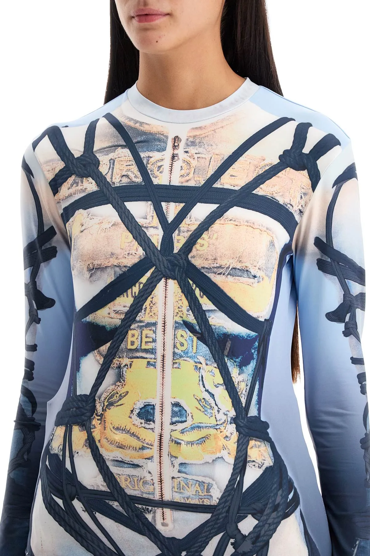 long-sleeved bondage print 104TO012 J104 BLUE/BLACK