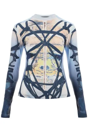 long-sleeved bondage print 104TO012 J104 BLUE/BLACK
