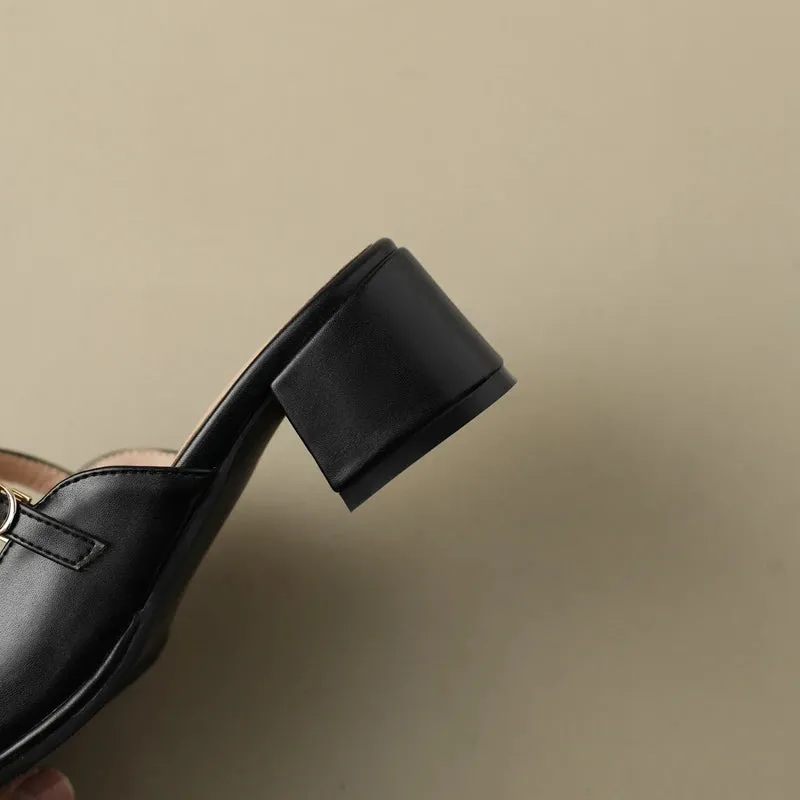 Loran Retro Round Toe Mule Pumps