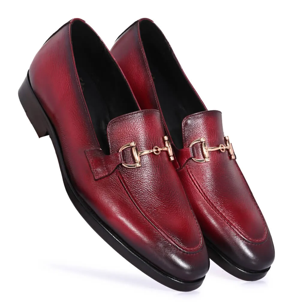 Luxora: Men’s Hand-Painted Leather Loafers with Gold Horsebit